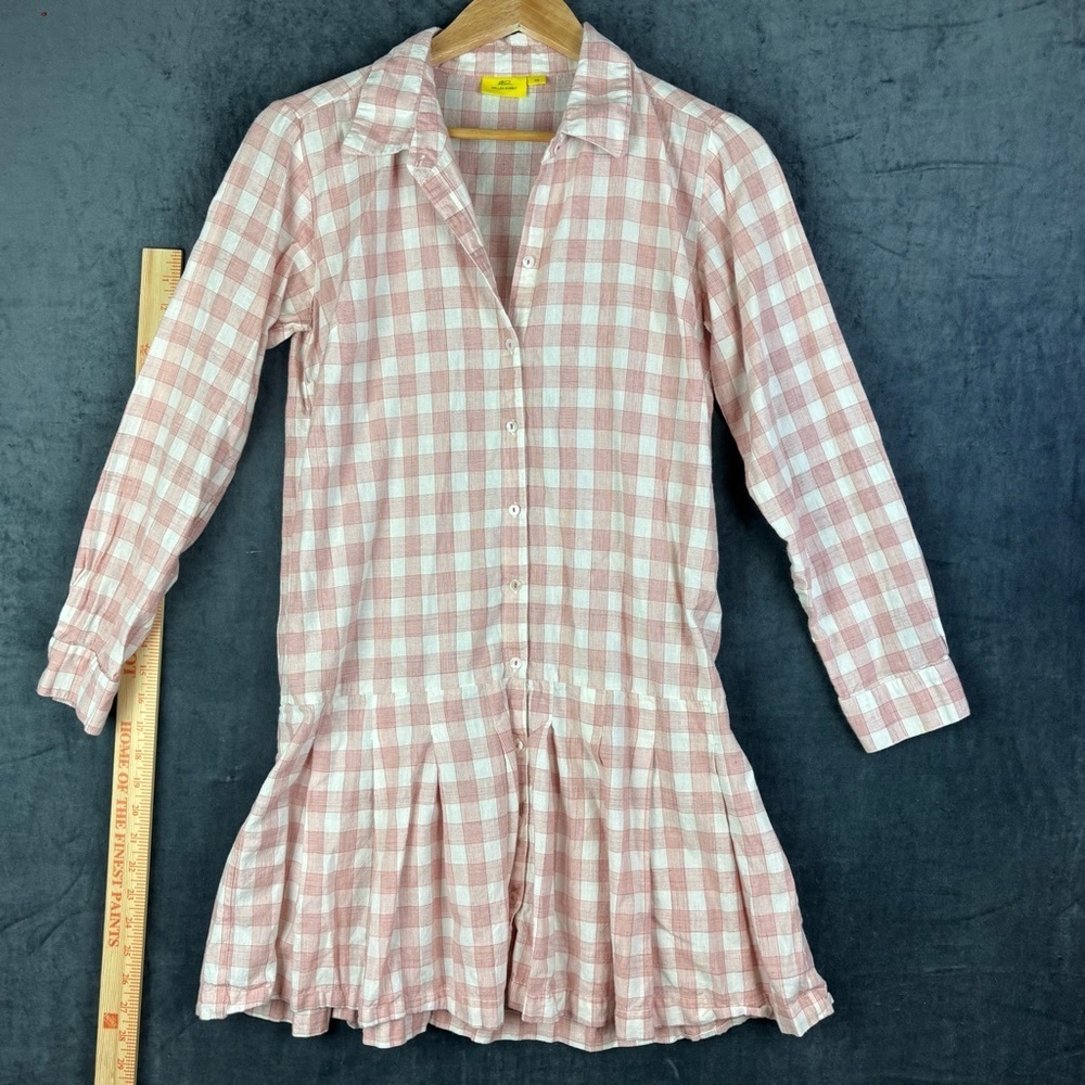 Roller Rabbit 100% Organic Cotton Pink, White Pleated Mini Dress sz XS -see pics - Picture 2 of 11